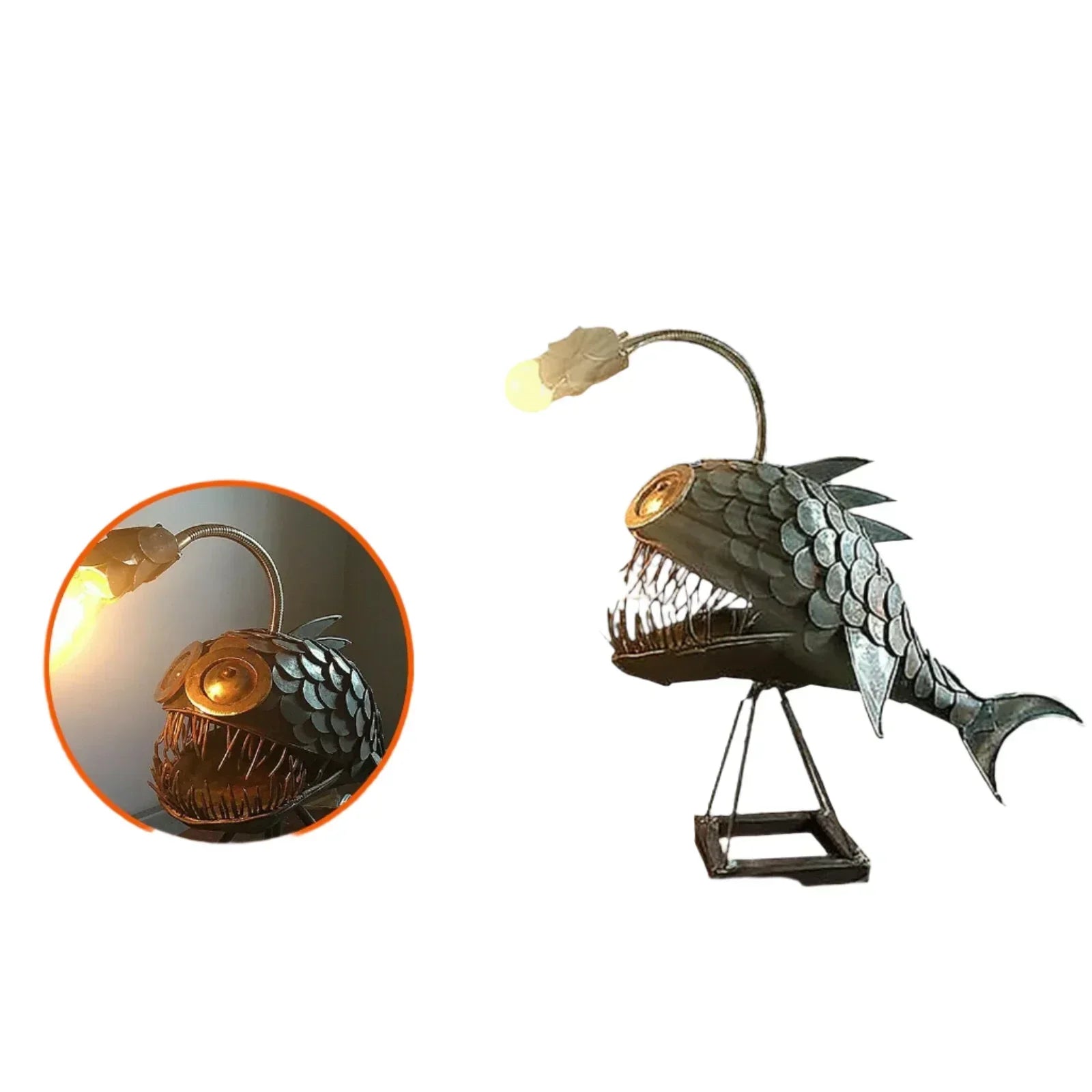 BowLift | Fishing Light Table Lamp – Handmade Adjustable Lamp with Rustic Fish Design