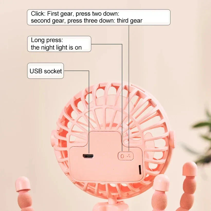 BowLift | Breziona Mini-Fan | 360° Rotatable | USB & Battery | 3 Levels | Ultra-Compact