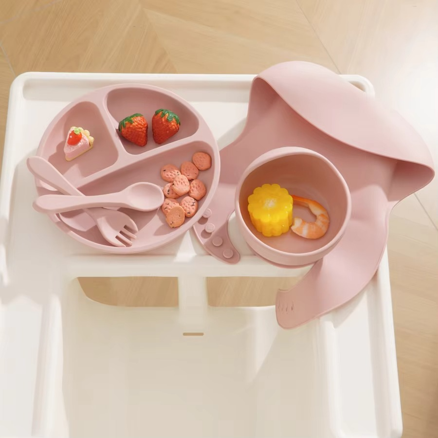 BowLift | Complete Silicone Baby Dining Set: Plate, Bowl, Bib, Cup, and Utensils