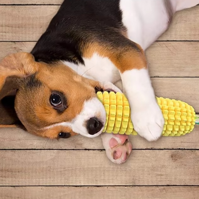 BowLift | Indestructible Squeaky Corn Chew Toy for Tenacious Puppies and Dogs