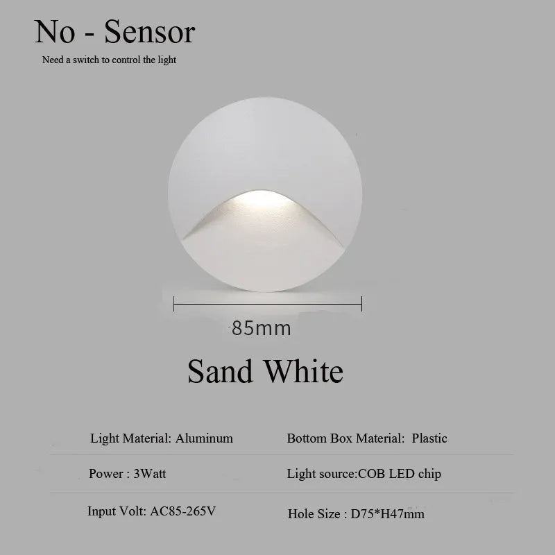 BowLift | Modern waterproof IP65 LED recessed wall lamp for outdoor lighting - 3W embedded step & staircase balcony portal light