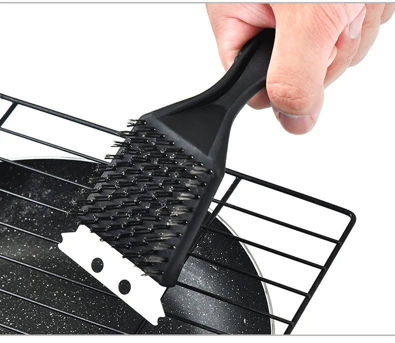 BowLift | Bravura Grill Brush | 3-in-1 Stainless Steel Bristles | For Gas & Charcoal Grills