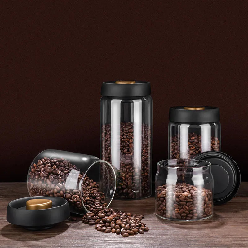 BowLift | GIANXI Vacuum Sealed Jug, Coffee Beans, Glass, Airtight Canister, Food, Grains, Sweets, Fresh Keeping Container, Kitchen Accessories
