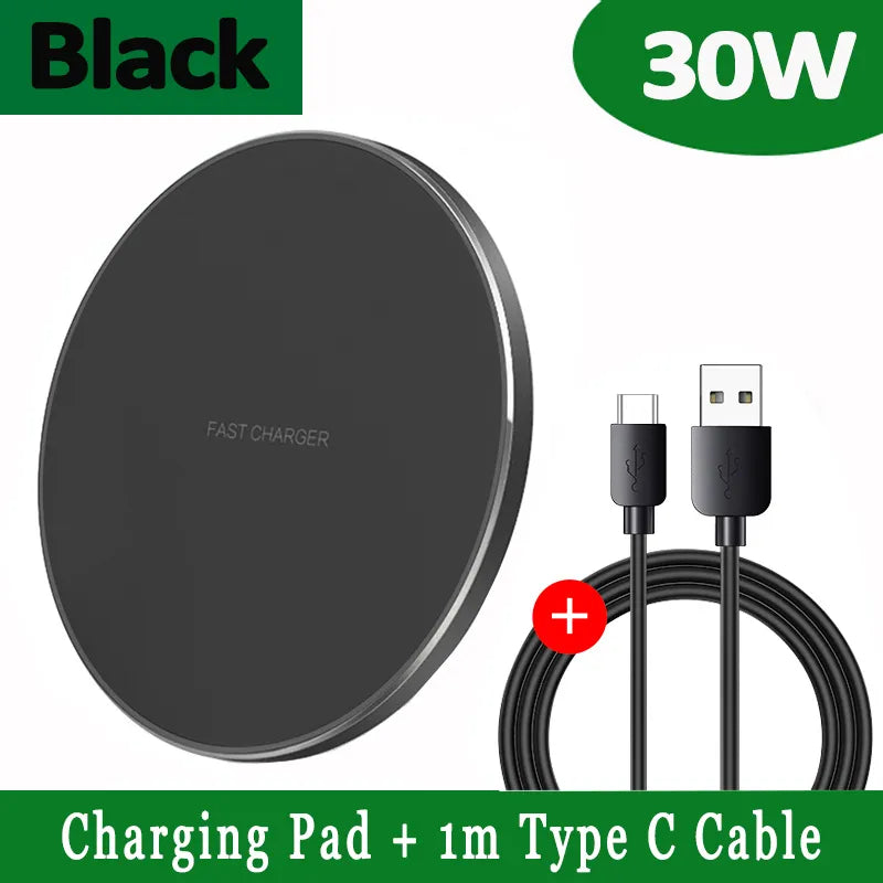 BowLift | 30W Fast Wireless Charging Pad | Premium USB C Charging Cable MagSafe Charger for Apple iPhone, Samsung & Android - Fast Wireless Charging Pad