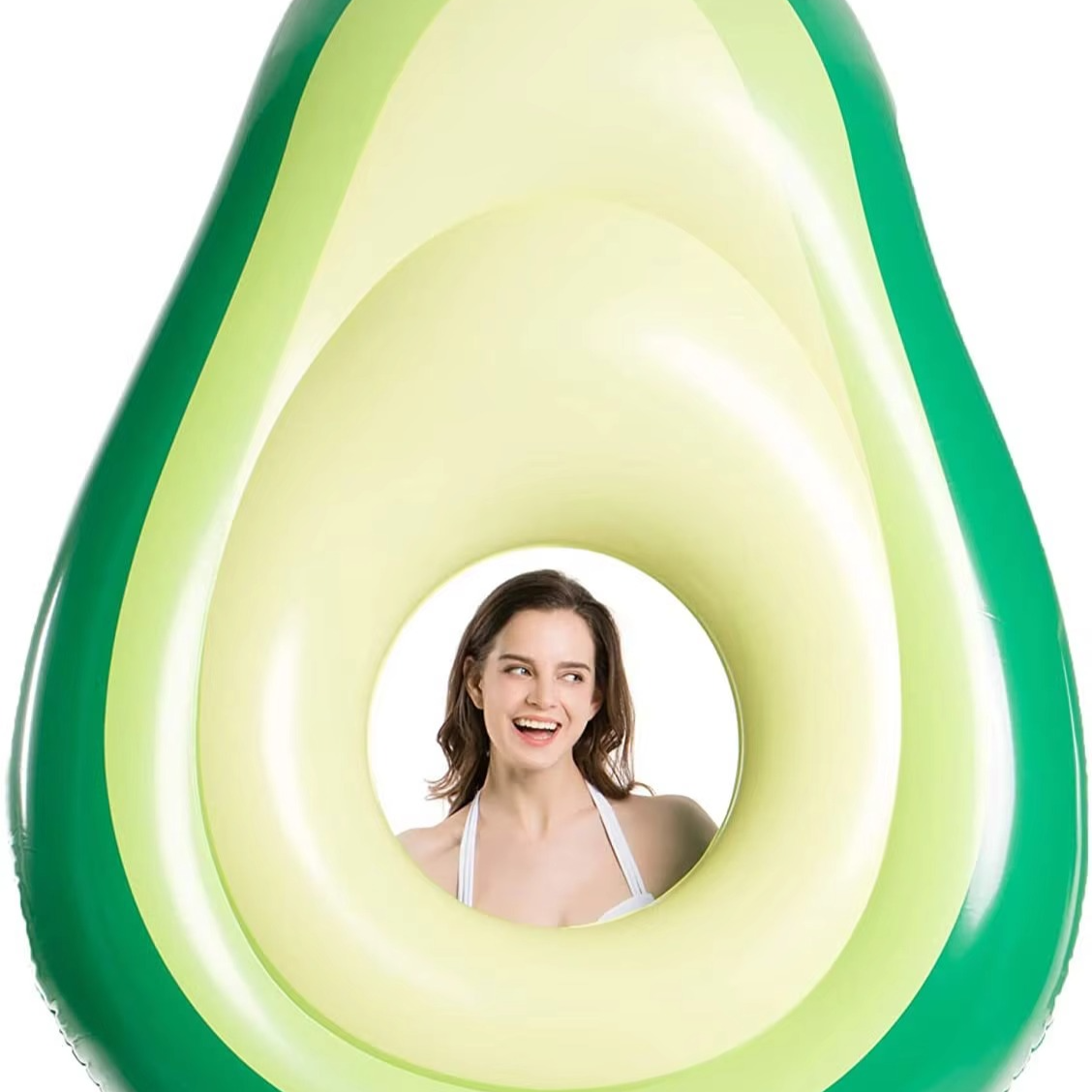 BowLift | Inflatable Avocado Pool Float with Detachable Ball Toy