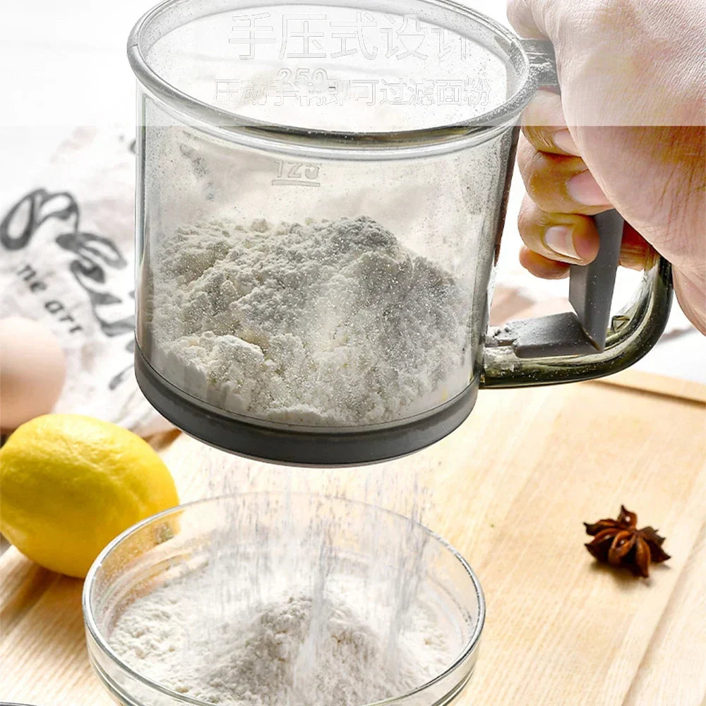 BowLift | Floura Flour Sifter | One-Hand Operation & Fine Mesh | BPA-Free | 250ml for Flour & Confectioner's Sugar