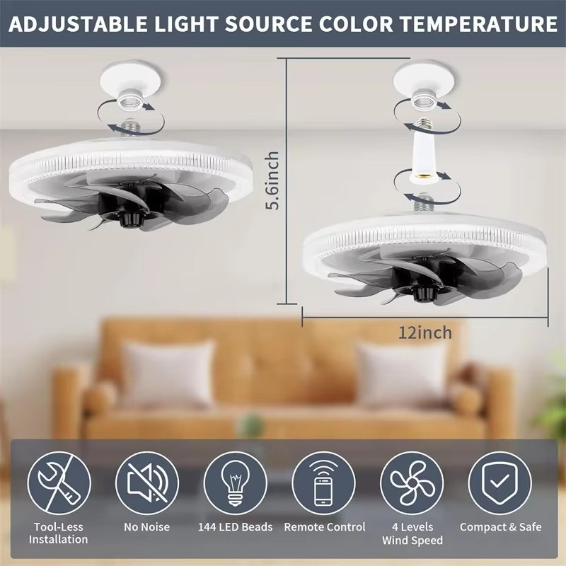BowLift | Adjustable Lighting Modern Ceiling Fan with Remote