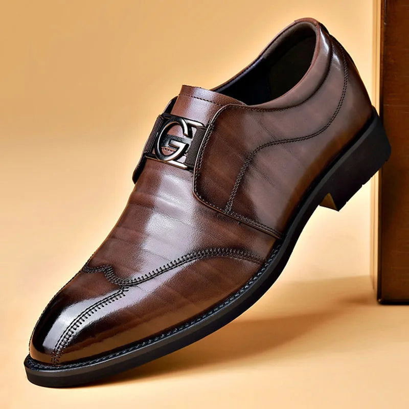 BowLift | Men's Leather Shoes Stylish Men's Shoes Pointed Oxford Wedding Leather Men's Dress Shoes Gentleman Office Man Shoe