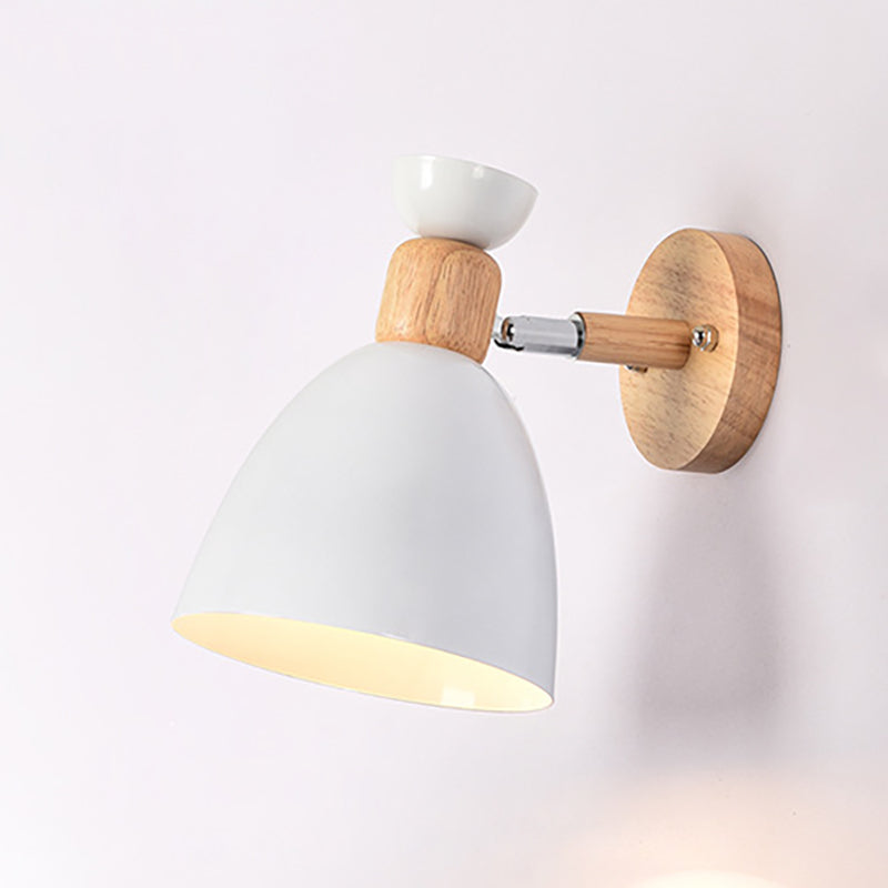 BowLift | Modern Minimalistic Round Horn Aluminum Wood 1-Light Wall Lamp for Bedroom