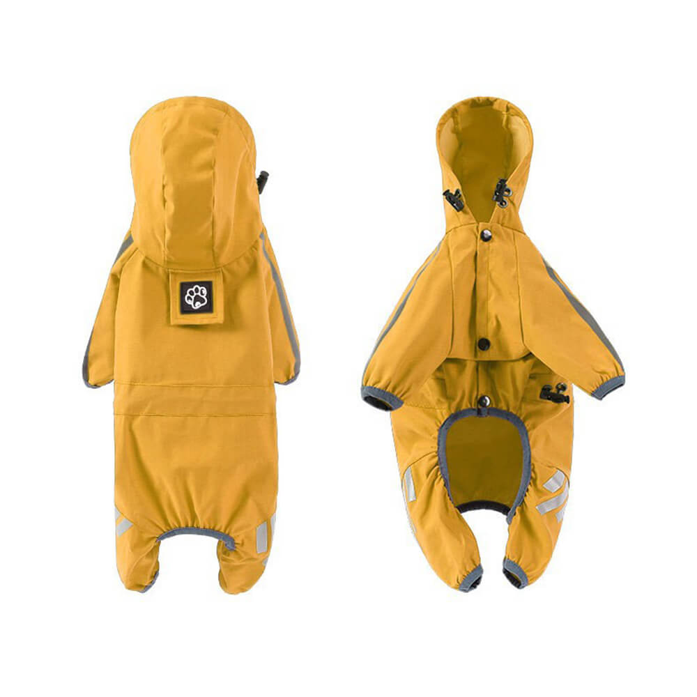 BowLift | Stylish waterproof adjustable reflective stripe dog rain jacket with hood