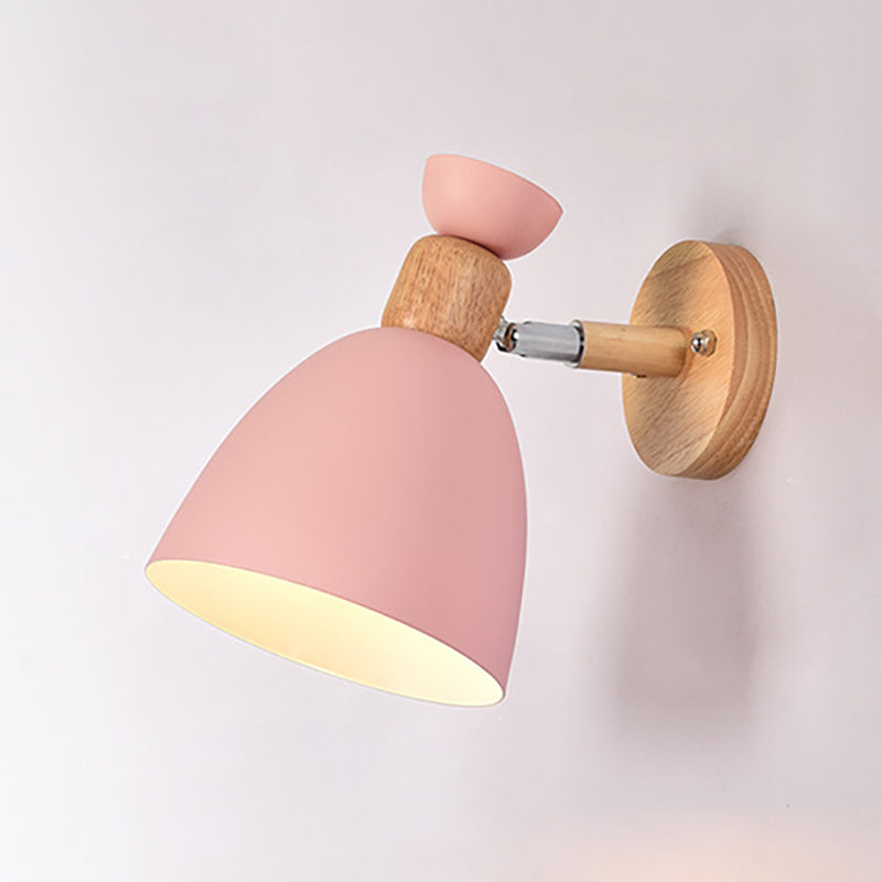 BowLift | Modern Minimalistic Round Horn Aluminum Wood 1-Light Wall Lamp for Bedroom