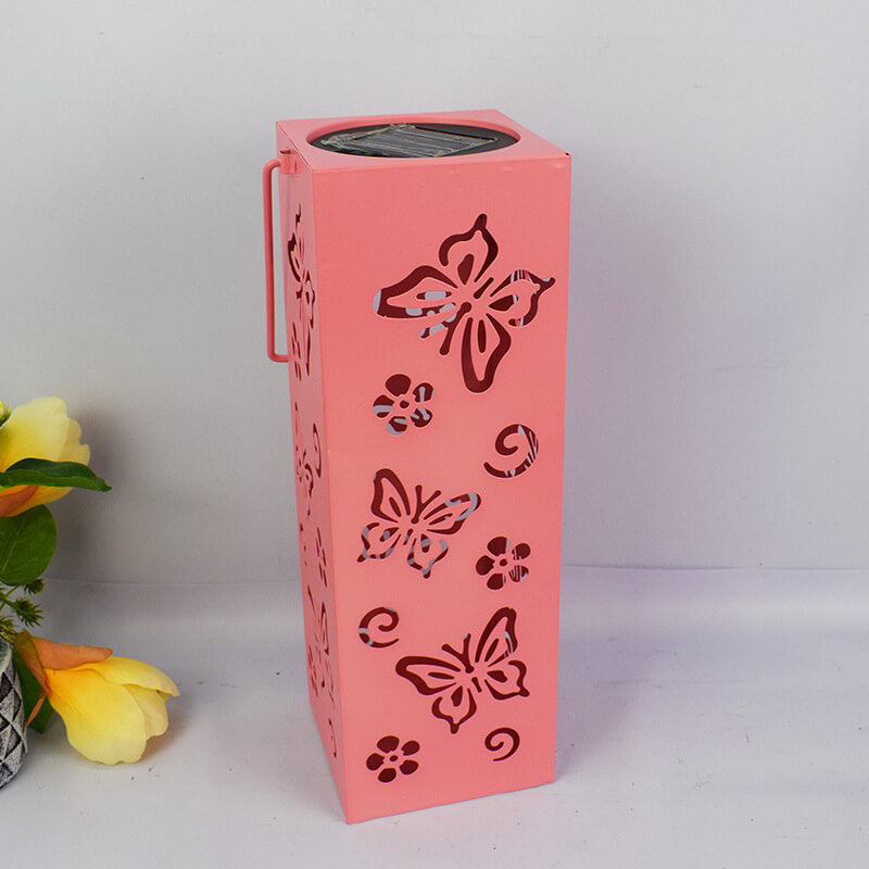 BowLift | Solar Butterfly Rose Pattern Hollow Column LED Outdoor Waterproof Decorative Lamp