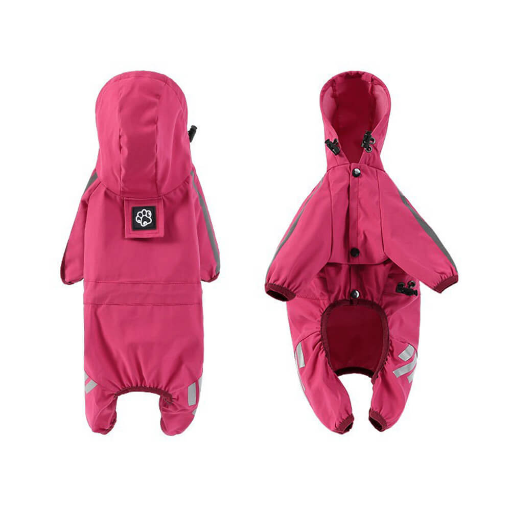BowLift | Stylish waterproof adjustable reflective stripe dog rain jacket with hood