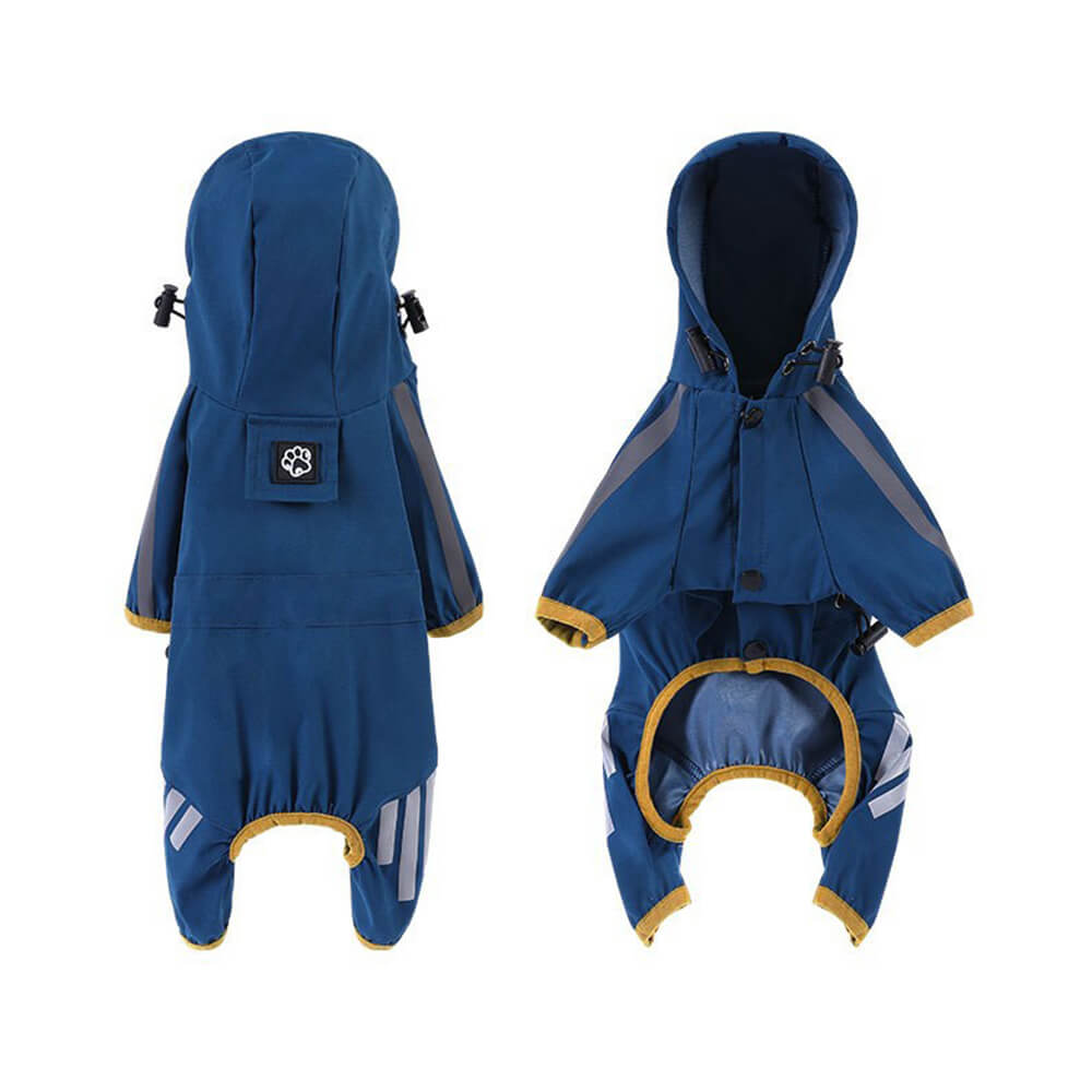 BowLift | Stylish waterproof adjustable reflective stripe dog rain jacket with hood
