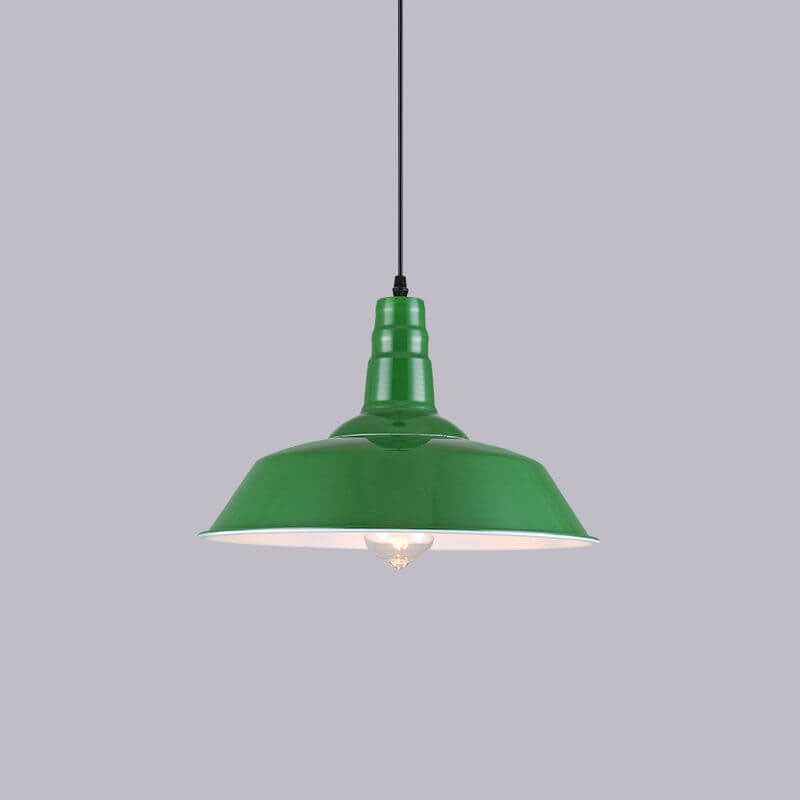 BowLift | RetroDome Industrial Vintage Pendant Light | Green Iron Dome Design | Single Light | Rustic Ceiling Lighting