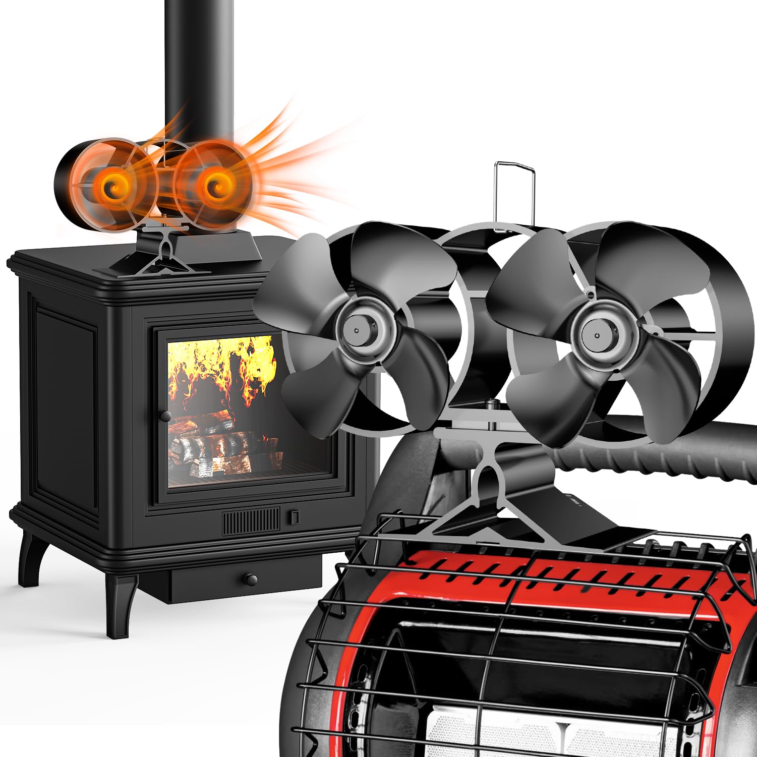 BowLift | 4-Blade Stove and Fireplace Fan for Wood/Fireplace