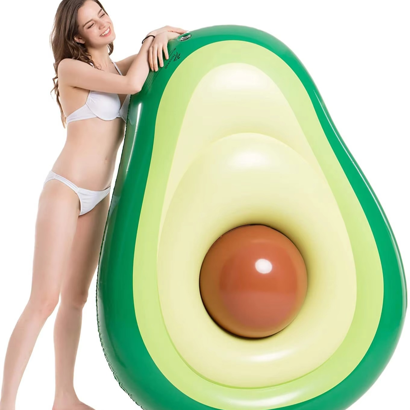 BowLift | Inflatable Avocado Pool Float with Detachable Ball Toy