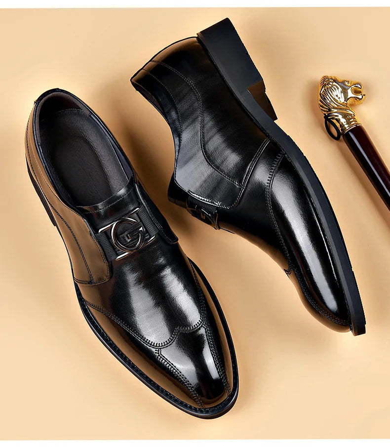 BowLift | Men's Leather Shoes Stylish Men's Shoes Pointed Oxford Wedding Leather Men's Dress Shoes Gentleman Office Man Shoe