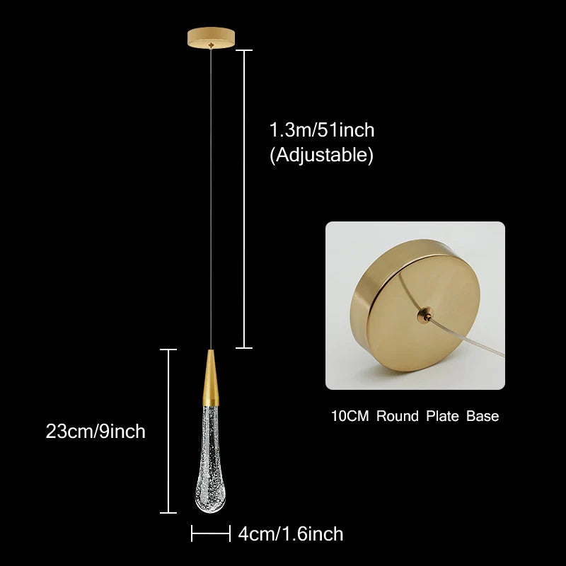 BowLift | Crystal LED Pendant Lights: Perfect for Bedroom, Dining Room, Bar - Water Drop Chandelier, Stair Lamp for Interior Decoration