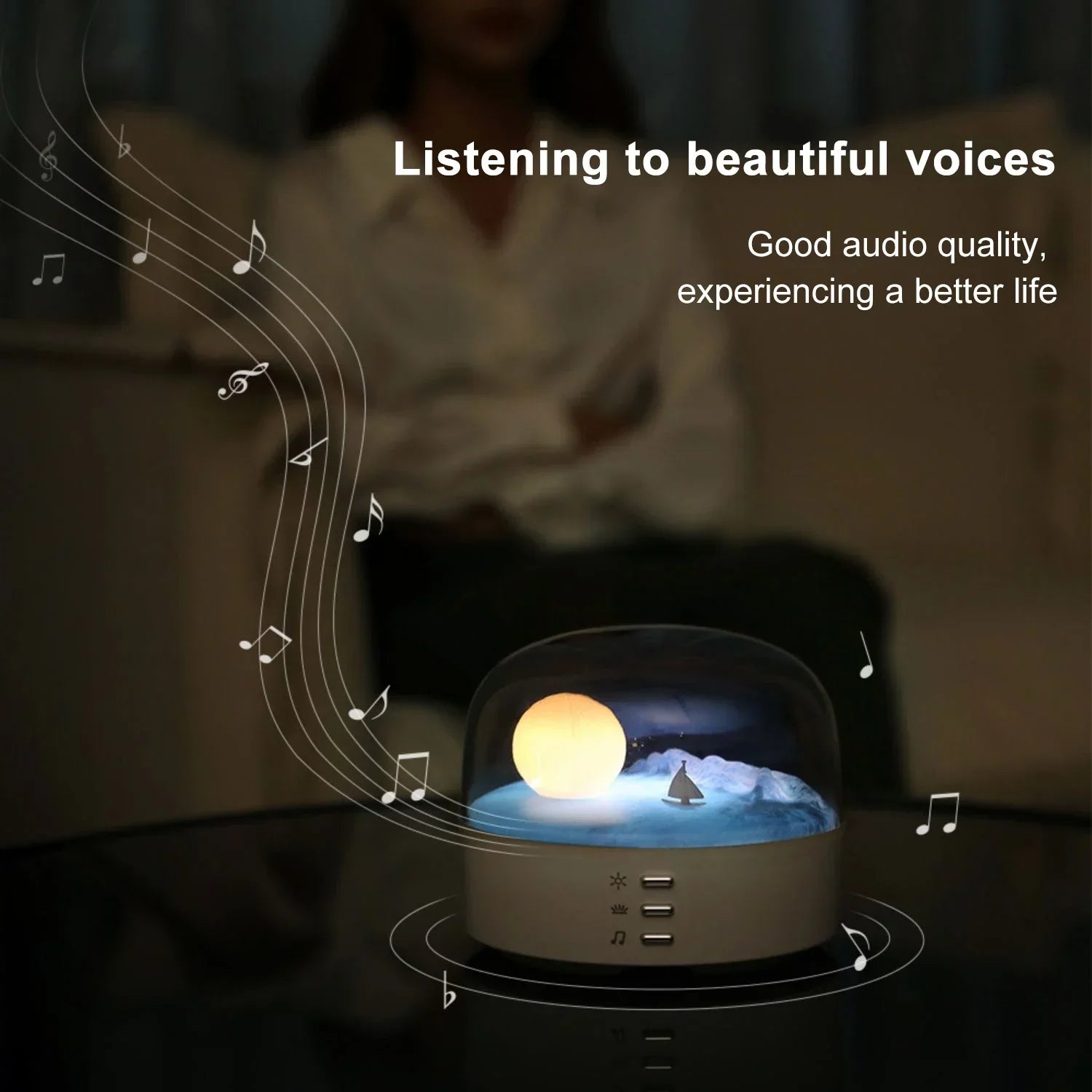 BowLift | 3D Mysterious Moon LED Night Light Speaker