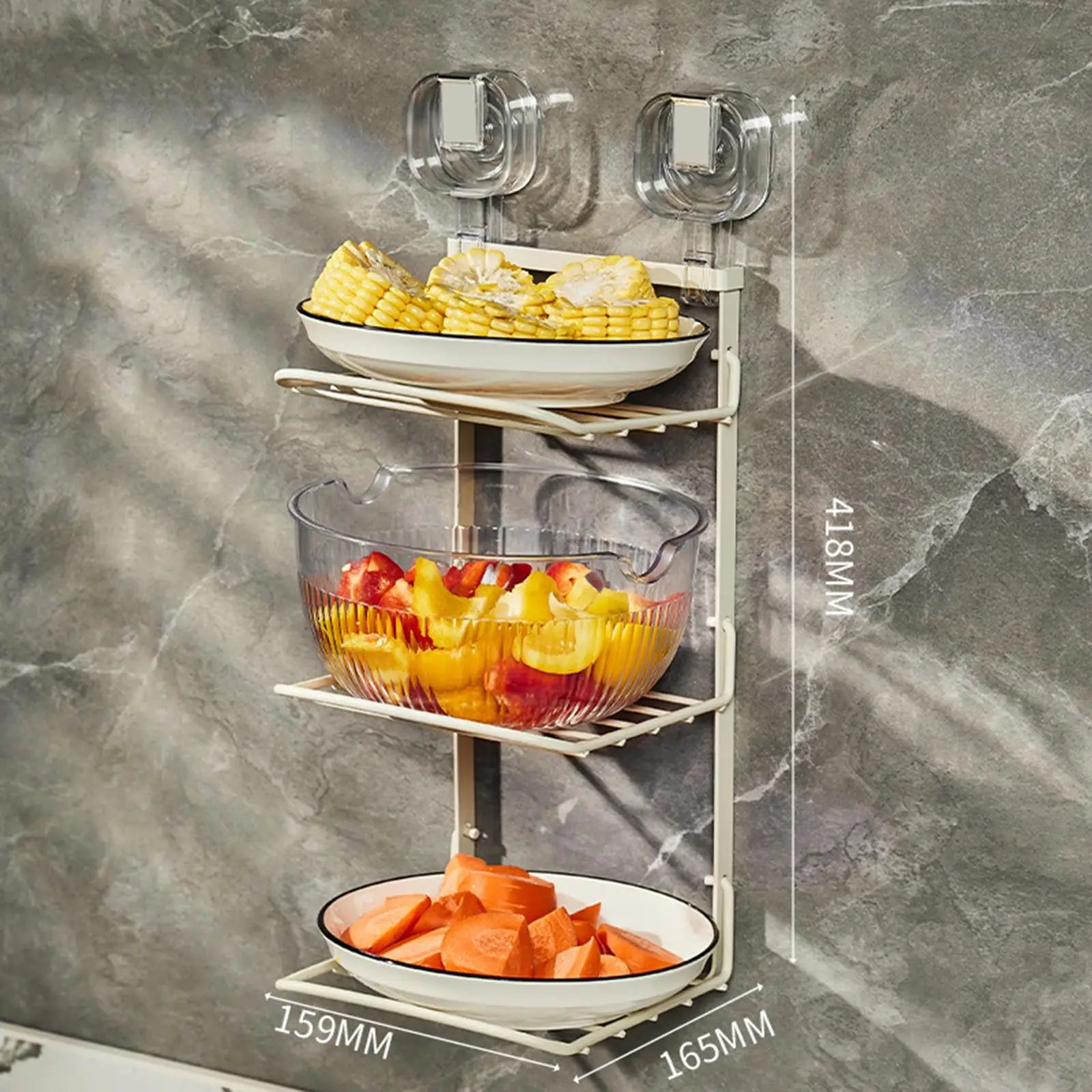 BowLift | Food Preparation Wall-Mounted 3-Layer Organizer Rack