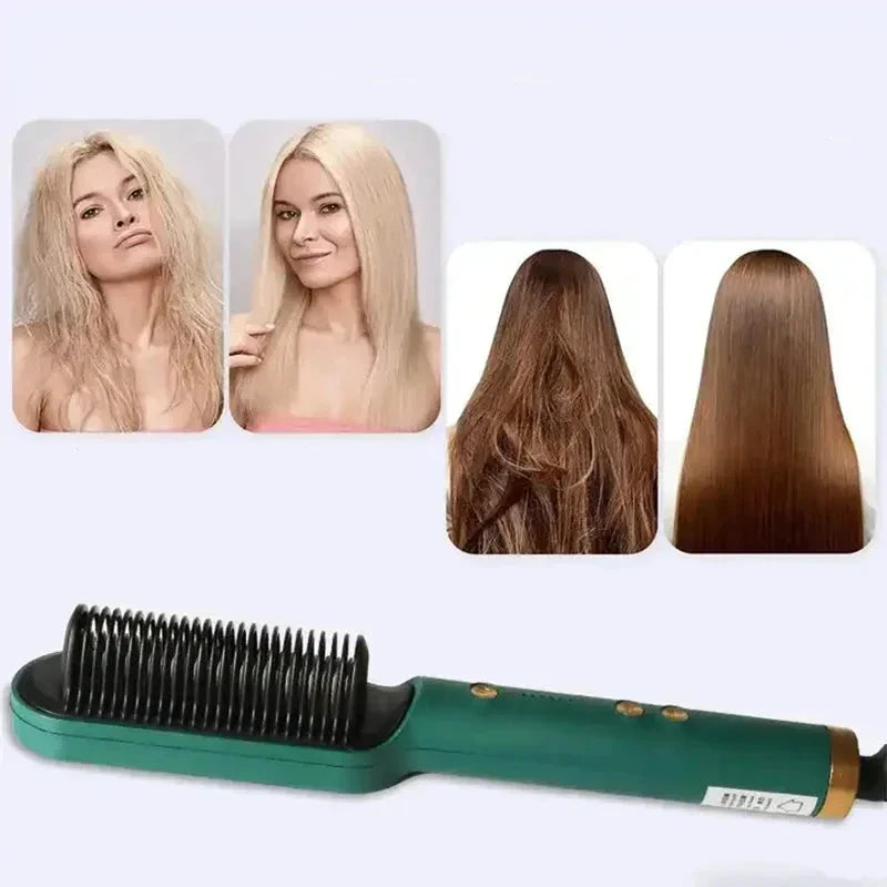 BowLift | Hair Straightening Brush UK – 2-in-1 Thermal Comb Straightener & Curler with Adjustable Heat & Tourmaline Technology