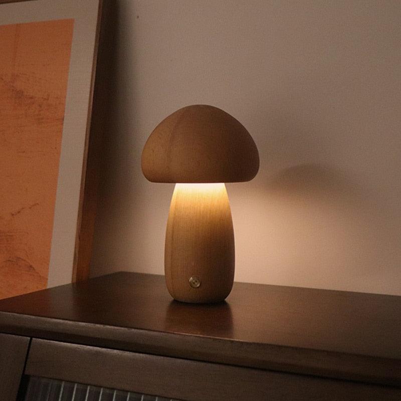 BowLift | Wooden LED Table Lamp Mushroom Glow
