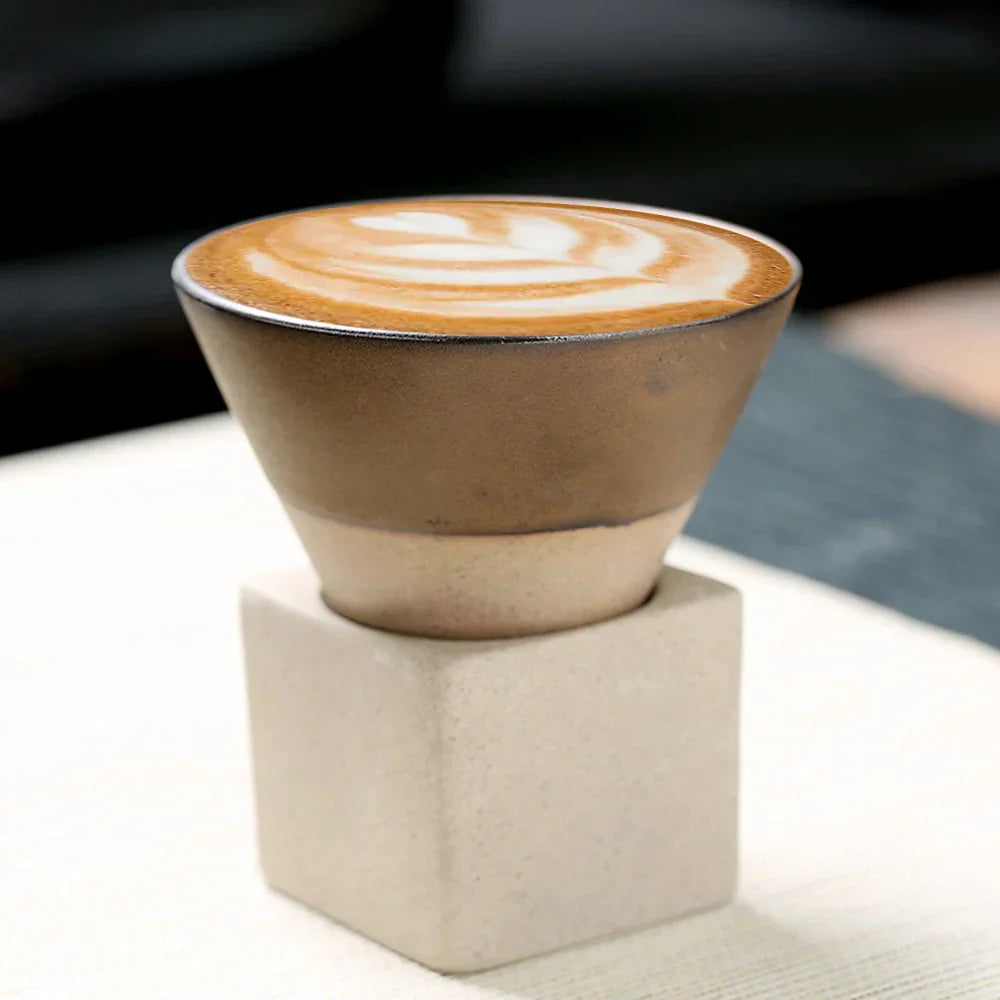 BowLift | Japanese coffee cup with saucer, 1 piece, retro ceramic tea cup, mug, latte, espresso, pull0, flower cappuccino, new ceramic cup, 100 ml/3.5 oz