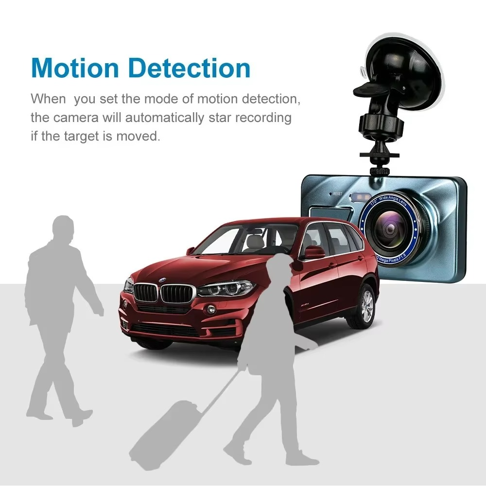 BowLift | 4" Dual Lens Dash Cam with Full HD 1080P, Night Vision, Front and Rear View, Loop Recording, Aluminum Alloy Black Box