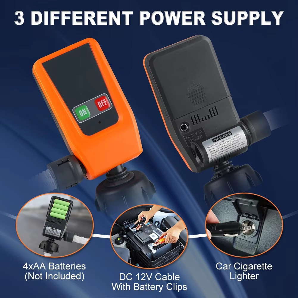 BowLift | Advanced 3.2GPM Auto-stop DC 12V Fuel Transfer Pump with Leak Protection & 4-Tank Adapter