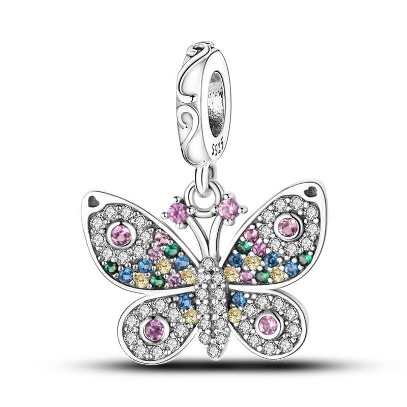 BowLift | 925 Silver Golden Leopard Charms Beads Colorful Chameleon Rhinoceros Lion Scarab Cat Pendant Compatible with Original Pandora Bracelet Jewelry