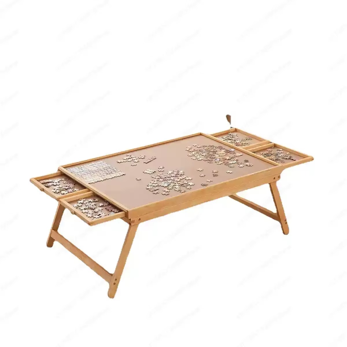 BowLift | Folding Wooden Puzzle Table with 4 Storage Drawers for Up to 1500 Pieces