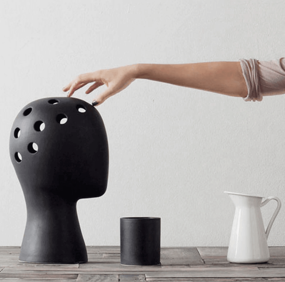 BowLift | Creative Human Head White Black Decorative Ceramic Vase