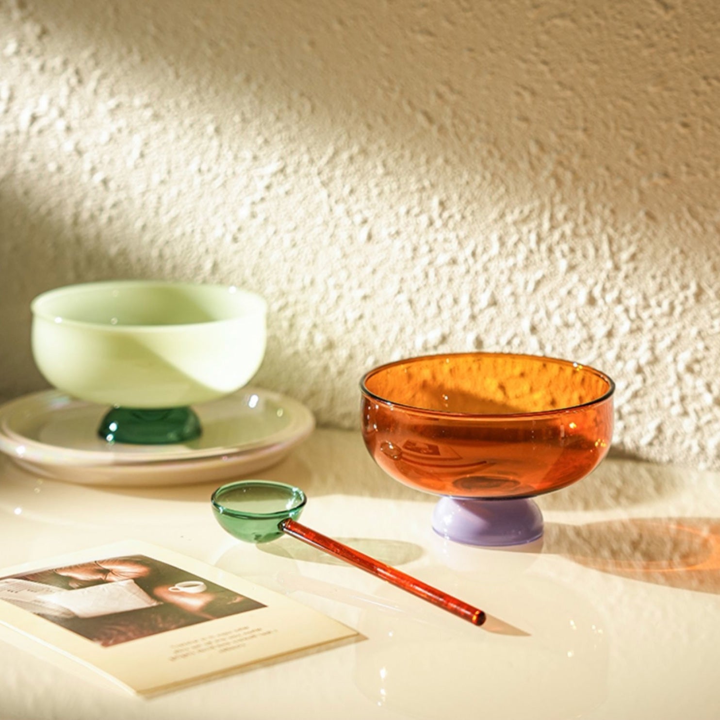 BowLift | Colorful borosilicate dessert bowl with spoon