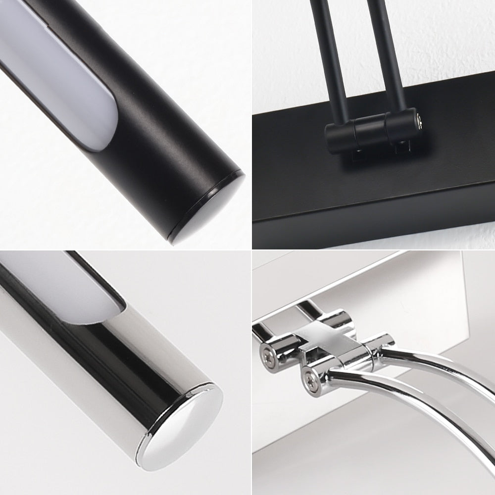 BowLift | 80-100cm LED wall lamp - Modern black/silver wall light for the bathroom, internally mounted picture light