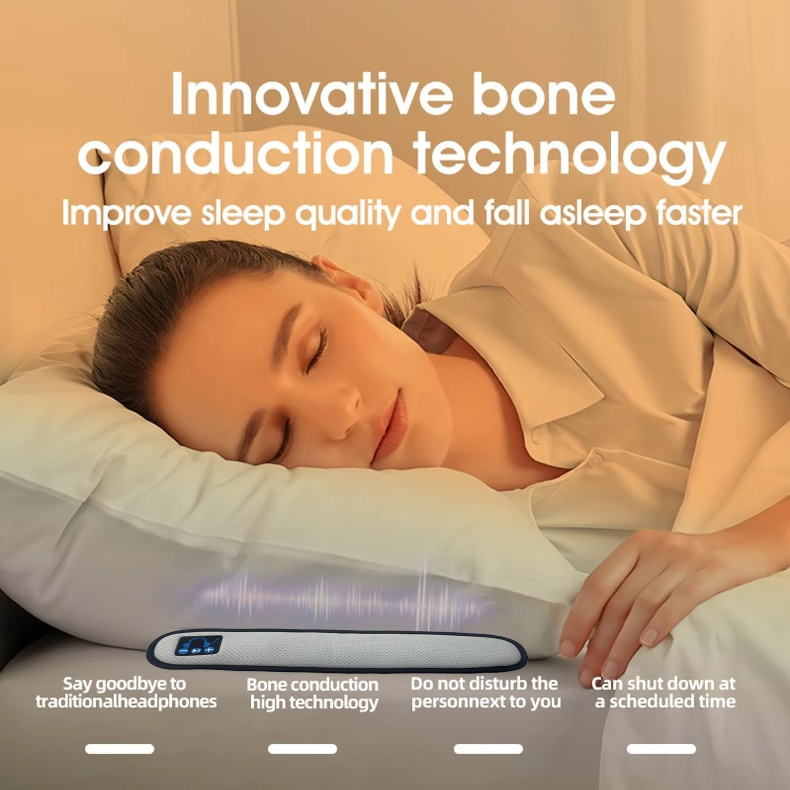 BowLift | Bone Conduction Bluetooth 5.0 Wireless Speaker, Portable Stereo Soundbar for Under Pillow Relaxation and Better Sleep