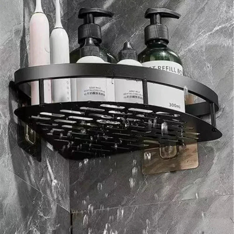 BowLift | Corner Holder Aluminum Wall Shelf – Space-Saving Bathroom Organizer Without Drilling