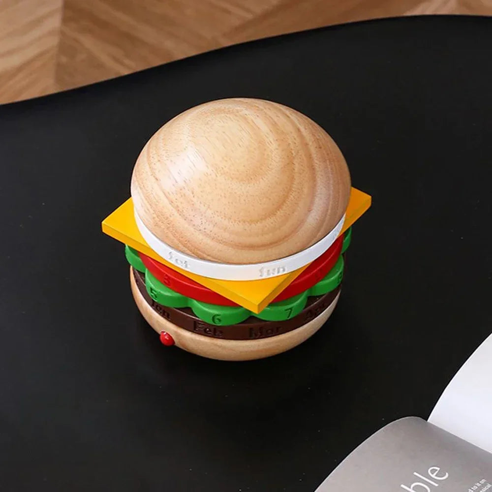 BowLift | Rotating Wooden Hamburger Decorative Calender
