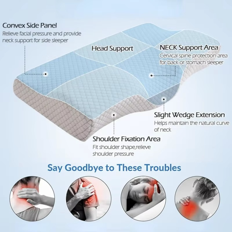 BowLift | Ergonomic Memory Foam Cervical Support Pillow for Neck and Spine Alignment