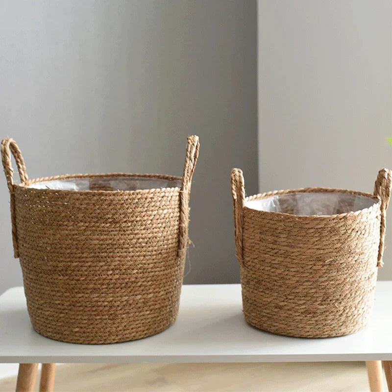 BowLift | Fibrano Flower Pot Braided | Made of Natural Fibers | Boho & Country Style | 2 Sizes