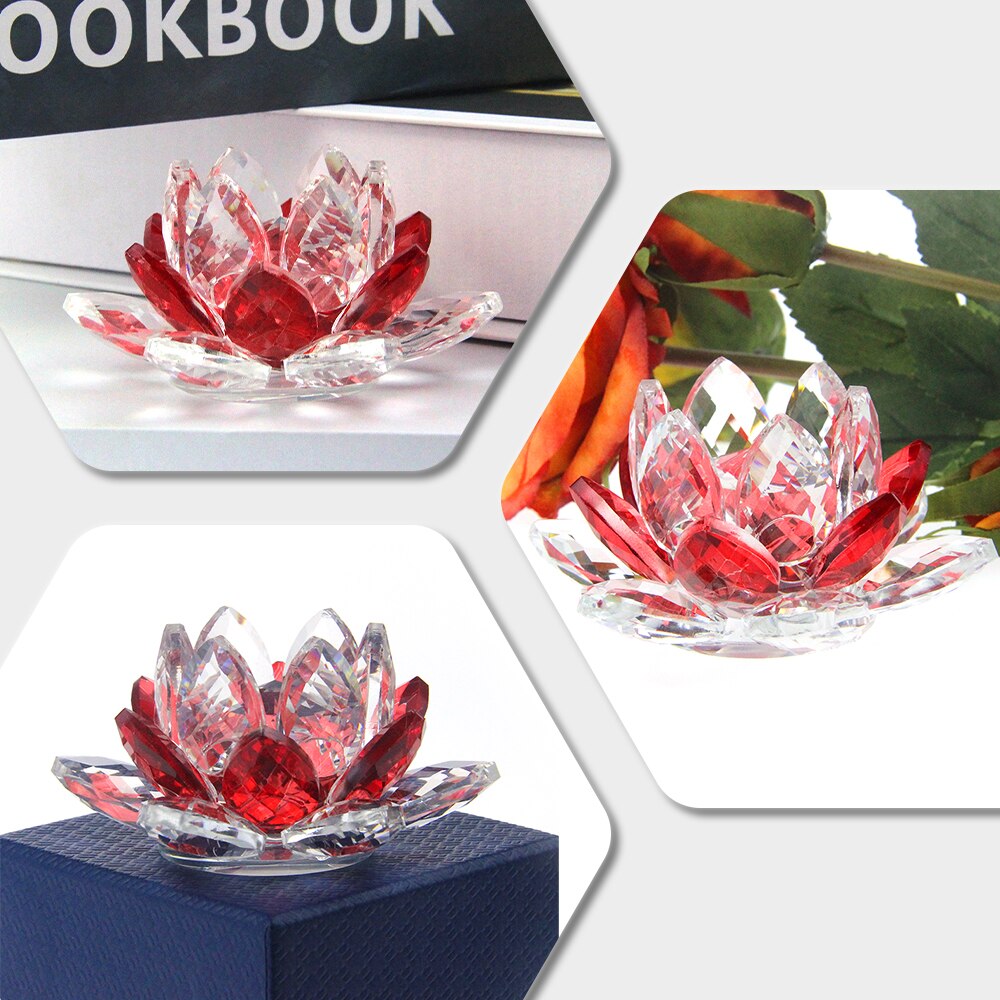 BowLift | Crystal Lotus Flower Craft Glass Paperweight Home Decoration Ornaments Figures Home Wedding Party Decor Gifts Souvenir