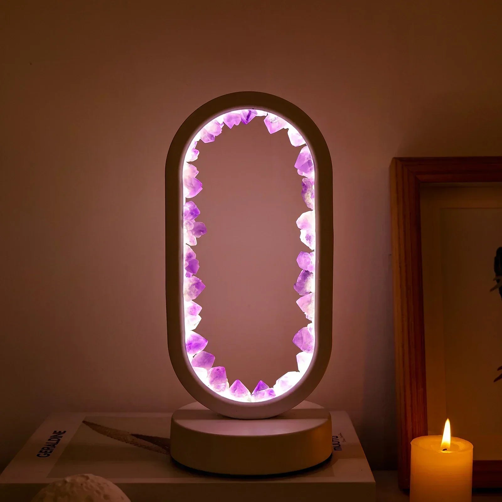 BowLift | AuraStone | Natural Calming Amethyst Serenity Lamp