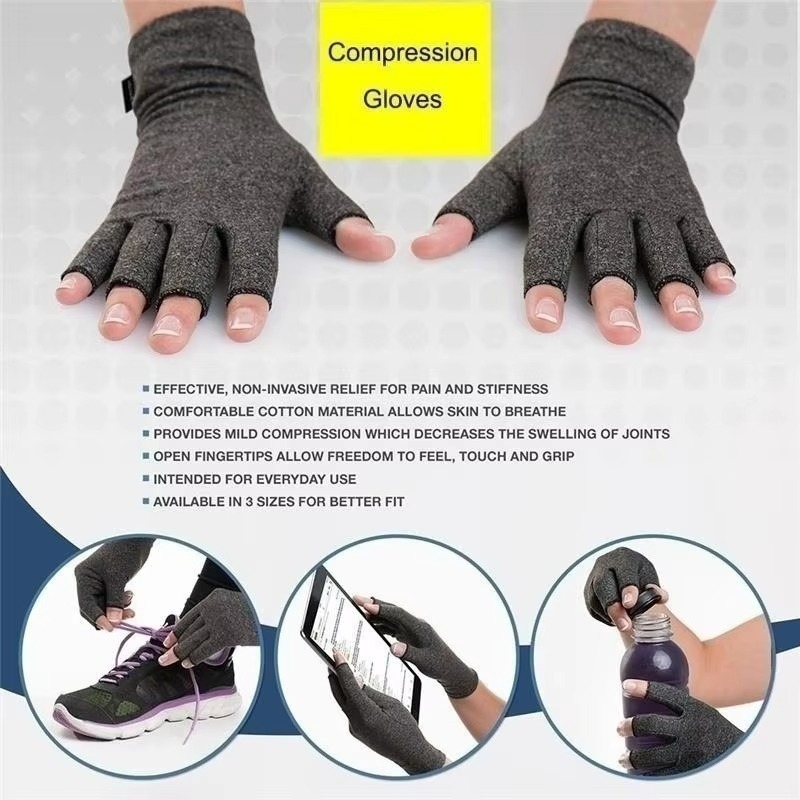 BowLift | Compression Arthritis Gloves Fingerless Wrist Support for Hand Pain Relief and Fitness