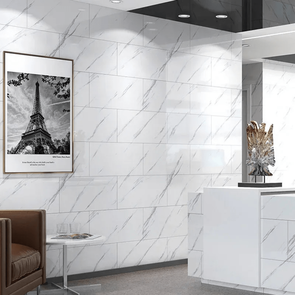 BowLift | Elegant Self-Adhesive Marble PVC Floor Tiles