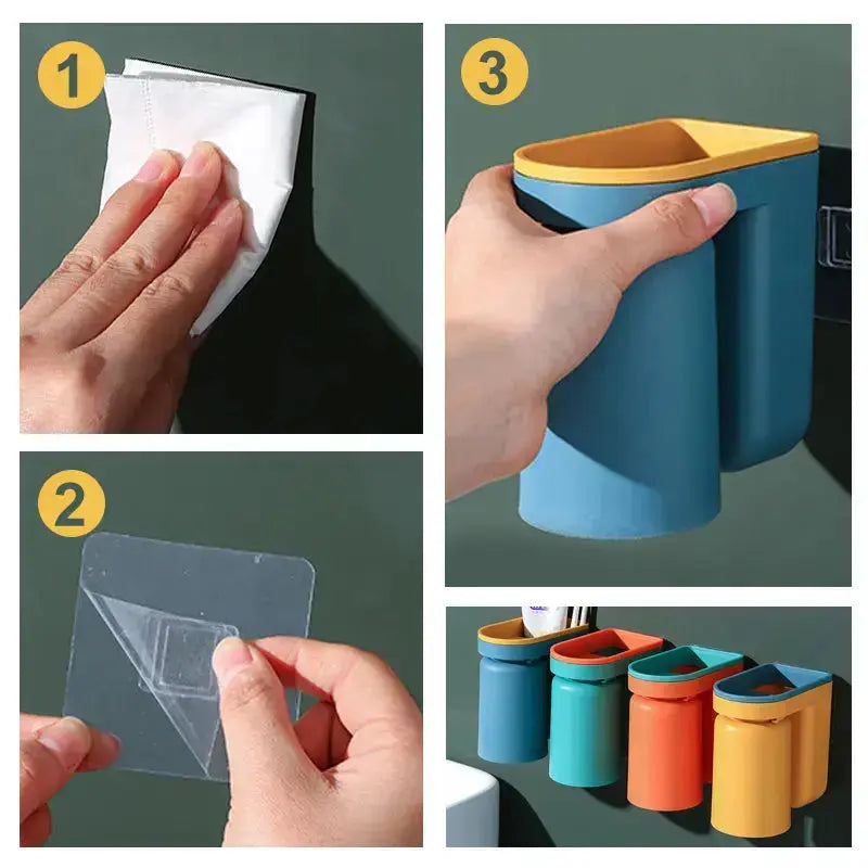 BowLift | Wall-mounted adhesive toothbrush holder – stress-free & tidy storage