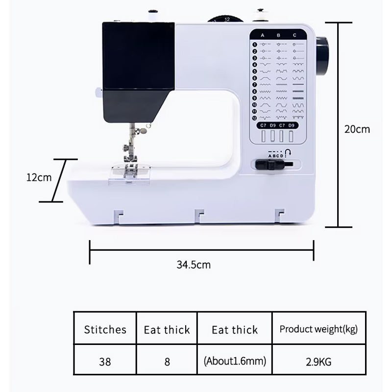 BowLift | T-Shirt Sewing Machine Double Needle Hemming Interlock Flat Lock 38 Stitch Household Multifunctional Electric Sewing Machine For Leather Use
