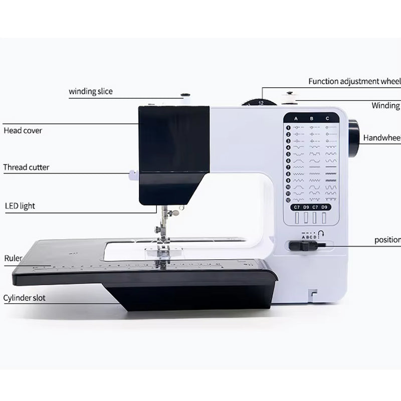 BowLift | T-Shirt Sewing Machine Double Needle Hemming Interlock Flat Lock 38 Stitch Household Multifunctional Electric Sewing Machine For Leather Use
