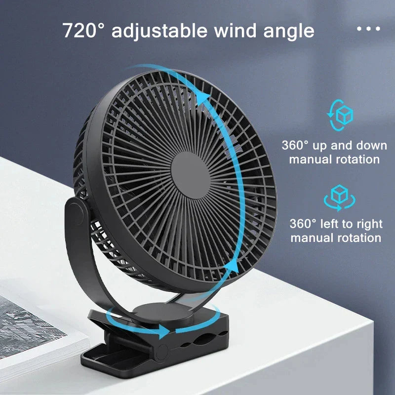 BowLift | AerisClip Battery Fan | 360° Rotation | 10000mAh | With Clip & USB-C