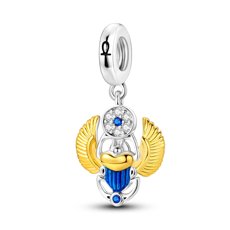 BowLift | 925 Silver Golden Leopard Charms Beads Colorful Chameleon Rhinoceros Lion Scarab Cat Pendant Compatible with Original Pandora Bracelet Jewelry