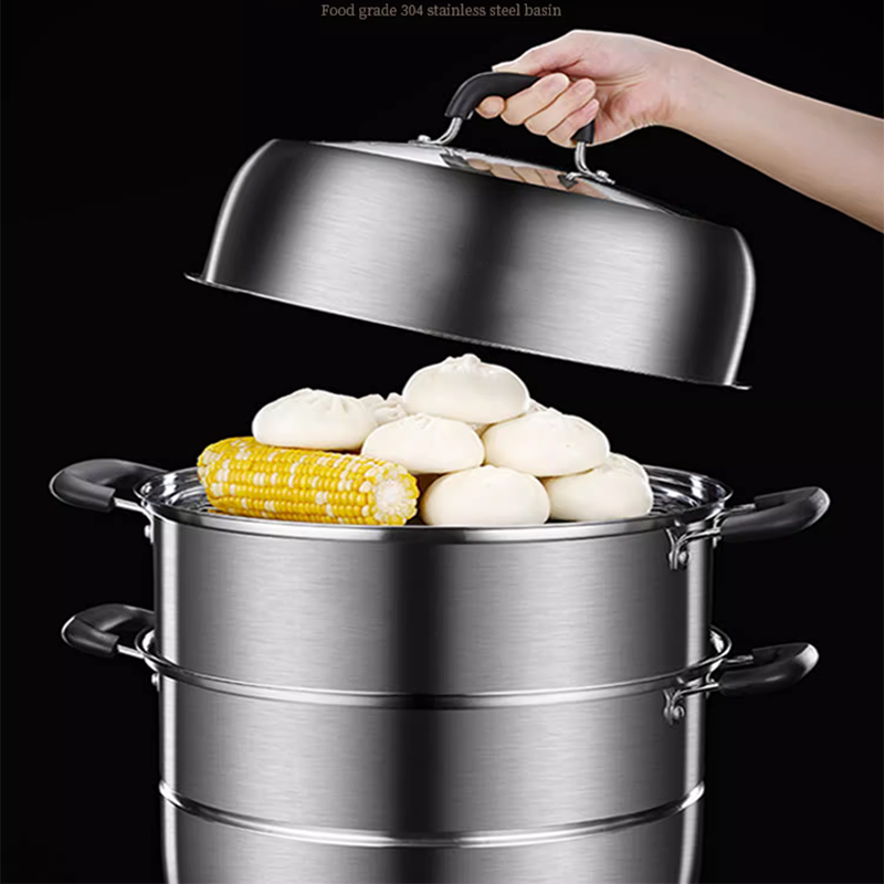 BowLift | Thickened Double-Layer Steamer 304 Stainless Steel Household Thickened Double-Layer Commercial Steamer For Induction Cooker Gas Stove